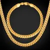 18Quot32quot Men Gold Chain 18K Real Gold Plated Wheat Chain Necklace Bracelet Hip Hop Jewelry Set1070667185y