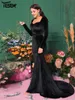 Casual Dresses Yesexy Square Neck Long Sleeved Mermaid Evening Black Floor Length Prom Party Church Dress