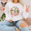 Sweats à capuche pour femmes Sweat-shirt Coquette Chemise de Pâques Vêtements Imprimé floral Pull ras du cou Cadeau pour elle