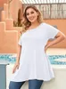 Koszulka na bluzę bluzką Plus Size Ladies Tunika Peplum Tops Bluzka 2022 NOWOŚĆ KOBIETA Summer Solid Street F5fm#