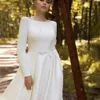 classic Satun Wedding Dres A line Lg Sleeve Bridal Gowns Elegant For Women Bridal Gown Custom Made Robe De Mariee 2023 84rd#