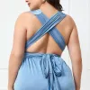 Plus Size Sexy V-Neck High Cintura Lg Dres com Irregular Cross Tie Up, Luxuoso e Elegante Backl Party Knit Dr 4XL h0xf #