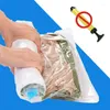 Storage Bags Reusable Travel Clothes Air Vacuum Roll Up Compression For Suitcases Tops Pants Portable Foldable