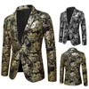 Primavera masculino dourado floral blazer casacos negócios casual terno vestido de casamento ouro masculino 240321