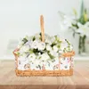 Wicker Flower Basket Snacks Woven Decorate Handmade Practical Storage Handheld Cloth Handle Decorative Child Gift empty 240318