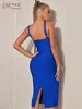 Adyce Sexy Spaghetti Strap Club Vestito dalla fasciatura Moda Donna Midi Blu Senza maniche Party Celebrity Evening Chic Lady Dress Outfits 240314