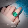 Bagues de cluster Haute définition Royal Bleu-Vert Paraiba pour femmes Bijoux de mode féminine Emerald Square Treasure Ouverture Bague Cadeau de fête