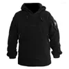 Mäns hoodies American Functional Zipper Pocket Tactical Fleece tröja för huva tjock och varm utomhus Autumn Winter Youth Hoodie