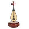 Dekorativa figurer AbF Chinese Lute Music Box Classical Wind Up Twirling Rotating Base Instrument Miniature Artware Gift
