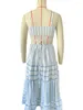 Sukienki swobodne foridol Striped Summer Sukienka Plaża Sexy Boho Sundress Spaghetti Pasek wycięty A-line Maxi midi vestidos 2024 Spring