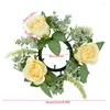 Party Decoration Artificial Rose Wreath Candle Ring Decorations Greenery Engagement Wedding Table Centerpiece Decor