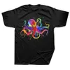 funny Rainbow Octopus psychedelic Colorful Octopus T Shirt Men Women Fi Casual Short Sleeve Plus Size T Shirt Unisex I2Zf#