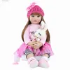 Animaux en peluche en peluche 55/60 cm Silicone Recyclé Baby Doll Real Vinyl Princess Baby Birthday Gift Girl Baby Boneca Brinquedo240327