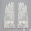 Eleganckie koronki z kości słoniowej krótkie damskie rękawiczki ślubne Cosplay Party Gloves Wedding Acories z kokardą długość nadgarstka Rękawiczki ślubne V0MD#