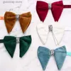 Bow Ties Mens Corner Velvet Casual Solid Color Corner Set Shirt Bow Y240329