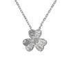 Designer Brand Van Clover Necklace 925 Pure Silver Plated with 18K Gold V Family Diamond Three Flowers Full Leaves Flower Collar Chain