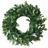 Decorative Flowers Artificial Green Leaves Wreath Boxwood Farmhouse Greenery For Front Door Hanging Wall Window Party Decor