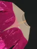プラスサイズのフリンジスパンコールドレス女性セクシーなシールスルーチュールパッチワークラグジュアリーイブニングカクテルパーティーイベントミディ衣装3xl 4xl i4sp＃