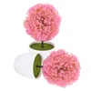 Decorative Flowers 2 Pcs Plant Simulated Potted Office Fake Bonsai Faux Plants Indoor With Pink Artificial For Home Decor