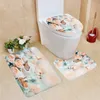 Rideaux de douche coloré papillon rideau 3D impression tapis de bain ensemble tapis imperméables pour filles maison salle de bain décor fleurs