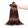 갈색 묶음 인간의 머리카락 밝은 갈색 스트레이트 묶음 4 번들 브라질 스트레이트 인간의 머리카락이 처리되지 않은 브라질 인간 머리카락
