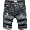 Short en jean déchiré hommes Streetwear noir jean court été Fi décontracté Stretch pantalon droit régulier t1Vb #