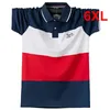 Stripe Polo Shirt Mężczyźni Duży rozmiar 6xl krótkie koszule polo z krótkim rękawem Summer oddychający kolor kontrastowy bawełniane blaty plus 5xl 6xl 240318