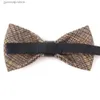 Bow Ties Plaid Wool Bow Tie Classic Woolen Shirts Bowtie för män Kvinnor Bowknot Vuxen Mens Bowties For Business Wedding Cravats Black Tie Y240329