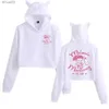 Heren Hoodies Sweatshirts Melanie Martinez Cry Baby Sweatshirt Lange mouwen Womens Cute Cat Crop Top van de lijn Hip Hop HoodieL2403