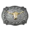 Cintos Long Horn Belt Buckle Vintage Western Big Cowboy Metal para Homens Cabeça