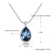 Colares Baffin Baffin Blue Drop Pingente Colar com cristais premium da Austria Silver Color Jewelry para mulheres meninas