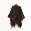 Cloak Pcho Capes 2024 New Indian Nepalese Style Geometric Tasselスプリット女性