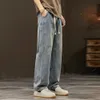 2024New Elastic Loose Jeans Mens Wide Legged Denim PantsカジュアルズボンKorean Style Sportswear Clothing Jeans Pants L85r＃