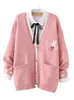 autunno coreano Mori ragazza dolce maglione Lolita simpatico coniglietto ricamo lavorato a maglia Top giapponese donna manica Lg cardigan cappotto maglieria E3vg #