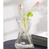 Vases Plié Design Portefeuille Vase En Verre En Trois Dimensions Européen Givré Fleur Hydroponique Salon Foyer Décoration