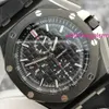 Zwitsers AP-polshorloge Airbnb Royal Oak Offshore-serie 26402CE Zwarte wijzerplaat, keramisch materiaal, rode naaldtiming, mechanisch horloge, heren AP-horloge, transparante onderkant 44 mm