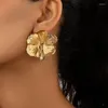 Boucles d'oreilles à clous pour femmes, bijoux modernes, doux tempérament coréen, fleur en métal, cadeaux de mariage, accessoires d'oreille exagérés, vente