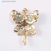 Broches Broches Classique À La Mode Luxueux Strass Papillon Ange Fille Broche Alliage Exquis Femmes Badge Robe Accessoires Assortis Y240329