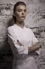 Camisa de chef blanca LG Manga ajustable Chaqueta de cocinero Mujeres Abrigo de cocina Hotel Restaurante Uniforme de cocina Camarero Ropa de trabajo k9X9 #