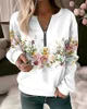 Kvinnors hoodies tröjor Kvinnor Kvinnor Fashion Floral Flower Painting Sweatshirt Zip Up Hoodie Overdimensionerade Sudaderas Harajuku Coats Elegant 24328