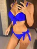 Women's Swimwear 6 Colors Knotted Push Up Bikini Swimsuit Female Swimwear Women Two-pieces Bikini set With Bra Cup Bather Bathing Suit Swim V3992 T240328