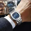 Armbandsur Poedagar Luxury Watch Business Waterproof Male Clock Luminous Date rostfritt stål Square Quartz Men Watch Reloj Hombre 2024 Ny 24329