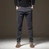 2024 Four Seasons High Quality Pants Men Elastyczny talia Szczupła kawa Twill Marg