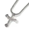 Wholesale Hip Hop Gold Plated Icy Bling Cz Cross Pendant Necklace Jewelry Women Men Iced Out Pink Spiked Heart Cross Pendant