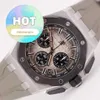 AP Casual Chepward Watch Royal Oak 26420So Chronograph Elephant Grey's Watch Steel Céramique Ring Machinerie Automatique Montres de luxe suisses Diamètre Full Diamètre 43 mm