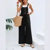 Summer Women Sleeveless Rompers Loose Jumpsuit Casual Backless Overalls Trousers Wide Leg Pants 240322