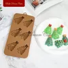 Bakning formar 6 hålighet 3d julgran design choklad silikon mögel diy godis pudding mousse mögel tårta dekorera verktyg kök