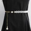 Ceintures de chaîne de taille Ceinture femme perle élégante ceinture mince réglable à la mode ceinture mince manteau femme ceinture décorative femme Y240329