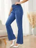 Dżinsy damskie 2024 Spring High talia Buot Cut Modna rozciąganie Slim Denim Flered Pants Skinny Spodni xs-L