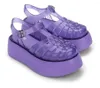 Модельные туфли, 2024 г., женские тканые сандалии из ПВХ на толстой подошве из ЭВА, женские летние пляжные тапочки из желе